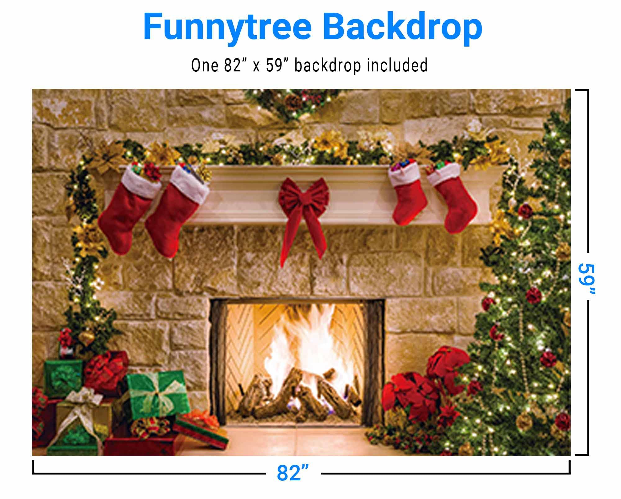 Amazon.com : Funnytree 7x5ft Christmas Fireplace Backdrop Interior